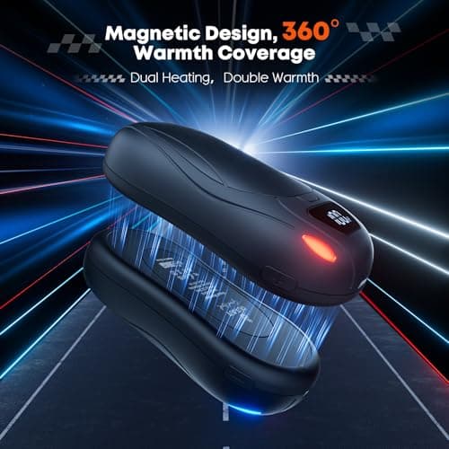 OUTJUT Hand Warmers Rechargeable 2 Pack, 6000mAH Electric Hand Warmer,Portable Pocket Warmer with 3-speed Heating, Gifts for Christmas, Outdoor, Skiing,Travel Essentials, Black — view 2