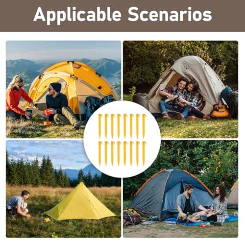Zquqwa 16 Pcs PlasticTent Stakes, Heavy Duty Beach Tent Pegs, Camping Ground Pegs with Flat Head Hook Design, Lightweight Rustproof Tarp Stakes for Outdoor Beach Shelter, Garden Lawn Anchors — view 6