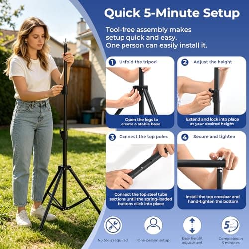 HOPFROG 120 Inch Projector Screen with Stand, 4K HD Wrinkle-Free Portable Movie Screen, 5-Min Easy Setup for Outdoor Backyard Movie Nights & Camping, Includes Carry Bag & Windproof Sandbags — view 6