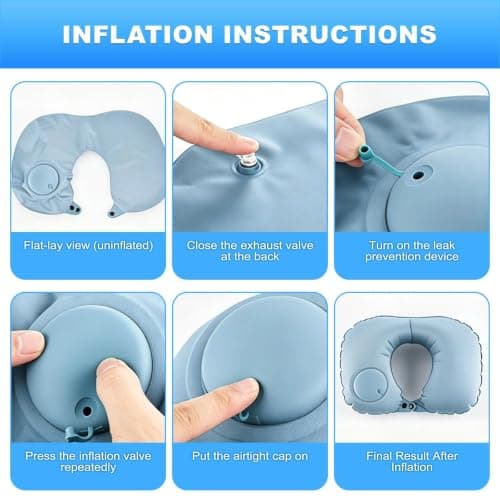 Heryson Press Inflate U‑Shaped Travel Neck Pillow, Portable Flight Cushion — view 4