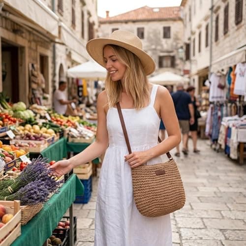 GYTFOG Straw Crossbody Bag, Summer Beach Crossbody Bag, Boho Woven Raffia Handbag, Small Beach Bag with Adjustable Strap Zipper Closure for Women Beach, Vacation, Daily Outfit, Girls' Gifts — view 2