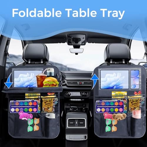 rzoixuur Backseat Car Organizer(2-Pack),9 Storage Pockets, Car Organizer with Tablet Holder,car Travel Essentials for Long Tripscar Organizers and Storage — view 2