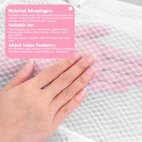 3Pcs Hanging Sock Laundry Bag with S Hooks, 3 Color Zipper Laundry Bags Mesh 11.8 x 15.7Inch Washing Bags for Washing Machine — view 3