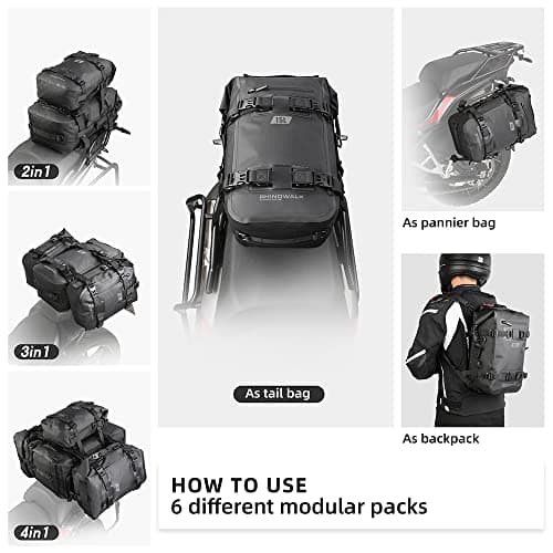 Rhinowalk Motor Pannier Bag 15L Multifunctional FullyWaterproof Rear Rack Trunk Motorcycle Seat Bag Motorbike Saddle Bag Professional Motor Accessories-Black — view 5