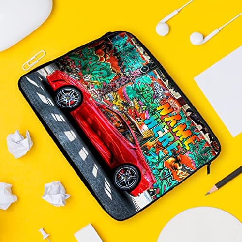 Personalised Race Car Tablet Sleeve Laptop Case Boys iPad Zip Pouch Protective Carry Travel Bag Racing Cars Birthday Gift ST465 (Medium 10” – 13.5”) — view 4
