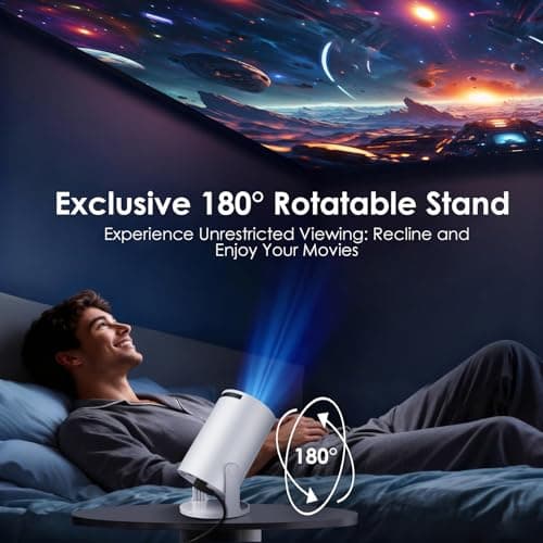 WOLFANG Mini Projector【Built-in Apps & WiFi 6】1080P FHD Portable Projector with Bluetooth & Auto Vertical Keystone, 180° Rotatable Projection for Bedroom Compatible with iOS/Android/PC/TV Stick — view 5