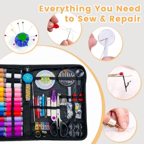HYHJMISTY Sewing kit, Needle and Thread Kit for Sewing, 186 Pcs Sewing Accessories for Travel, Home, School and DIY Gift, Needles, Scissors, 43XL Thread Spools — view 4