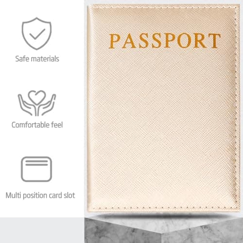 Passport Holder Cover Travel Wallet Organiser, Passport Case with RFID Blocking, PU Leather Travel Document Holder for Men&Women Travel Accessories (Gold K) — view 3