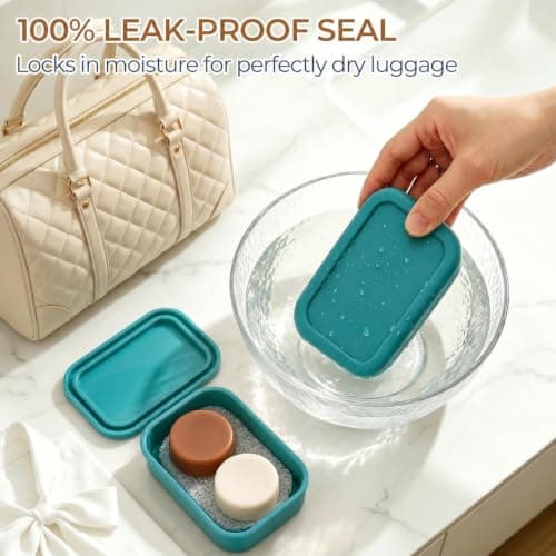 AIMAIAIMAI Enhanced Leak-Proof Travel Soap Case, Silicone Soap Container with Draining Layer, Keep Soap Dry, Portable Bar Soap Holder for Bathroom, Camping, Gym, Easy to Clean (Green) — view 4