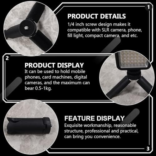 8 Pack Folding Phone Tripod 1/4 Inch Abs Tabletop Stand — view 4