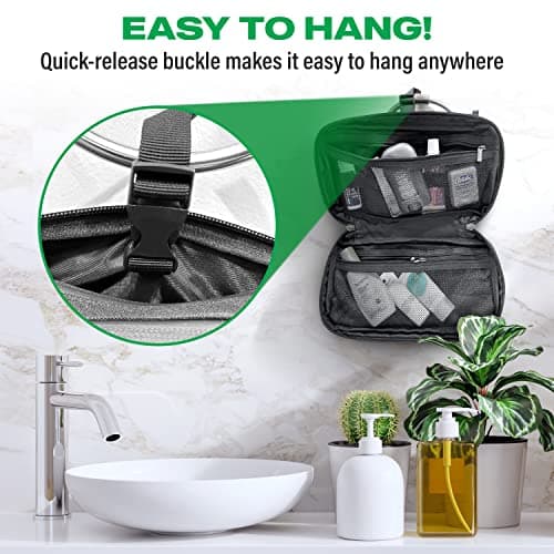 COR Surf Compact Toiletry Travel Bag Hanging, Premium Mens and Women Dopp Kit for Travel | Waterproof with 4 Separate Compartments and Waterproof Zippers (Black) — view 2