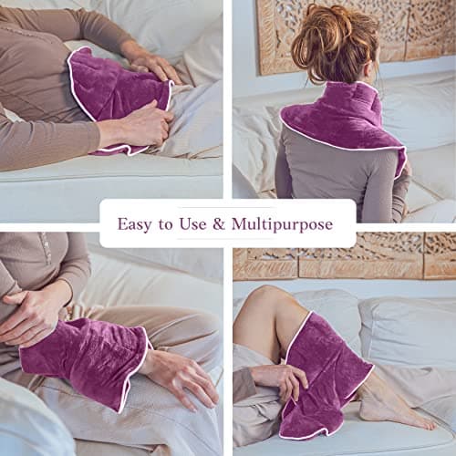 Qomfor - Microwavable Wheat Bag - Maroon Purple, Lavender Scent - 1.5kg Weighted Neck/Shoulder Wrap - Heating Pad - Hot/Cold Therapy, Stress Relief, Arthritis Pain, Muscle Tension, Headache — view 3