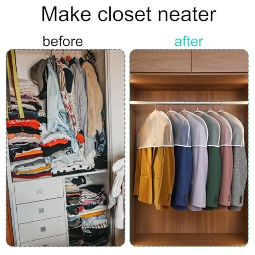 8 Pack Plastic Clothes Covers, Suit Covers for Hanging Clothes, Shoulder Dust Covers for Women, Garment Covers for Clothes, Coats, Jackets, Dress Closet Storage, 24 x 12 x 2 Inches — view 4