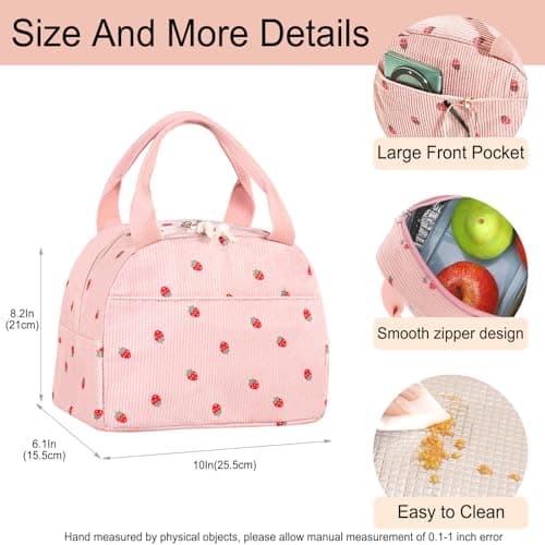 Lunch Bags for Women Insulated Cooler Lunch Bag Adults Kids Packed Lunch Box Tote Bag Cute Girls Ladies Lunch Bags for Work School Picnic Travel Pink Preppy Stuff Gifts for Teenage Girls Daughter — view 2