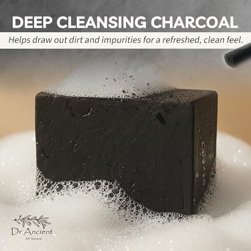 Dr. Ancient Natural Charcoal Soap Bar Traditional Way Handcrafted Charcoal Black Soap for Face & Body, Deep Cleansing, Detoxifying, Pore-Minimizing, Activated Charcoal-Soaps, Vegan, Chemical-Free — view 4