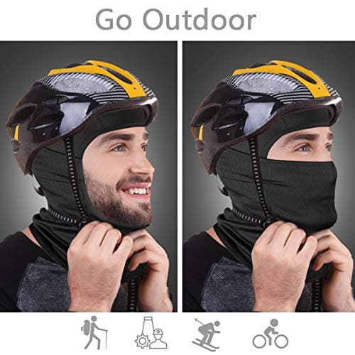 Achiou Balaclava Face Mask, Ski Mask UV Protector Lightweight for Motorcycle Cycling Running Black — view 4