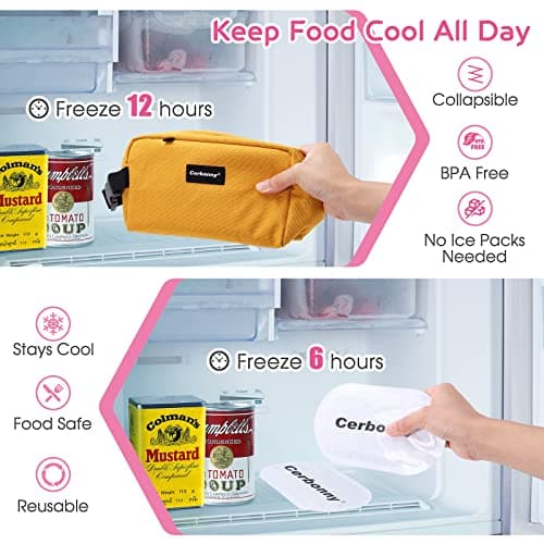 Cerbonny Small Cooler Bag, Freezable Lunch Bag with Ice Packs, Yellow — view 3