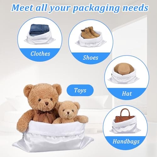 Matwsec 2 Pack Dust Bags for Purses and Handbags, Silk Purse Dust Bags for Storage, 23.62 X 19.69in Large Drawstring Dust Bag, White Dust Cover Bag for Purses Handbags Shoes Boots Clothes Travel — view 4