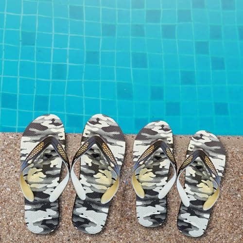 LEDSone Women Toe Post Flip Flops Rubber Lightweight Beach Summer Slippers Camouflage Design Beach Comfortable Thong Sandal (Coffee, UK Footwear Size System, Adult, Women, Numeric, Medium, 11) — view 3