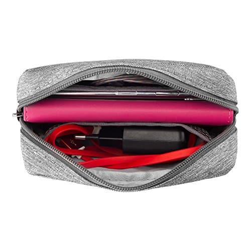 DOB SECHS Waterproof Canvas Mini Travel Makeup Carrying Case Wash Bags Cosmetic Bag Portable Electronics Accessories Organizer Wash Gym Shaving Bag, Grey — view 4