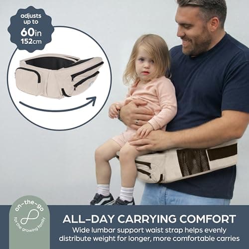 Dreambaby Up & Go Baby Hip Seat Carrier – Lightweight Toddler Holder with Storage Pockets, Ergonomic Design, Wide Adjustable Waistband – Suitable for Children 3.5-18kgs — view 5