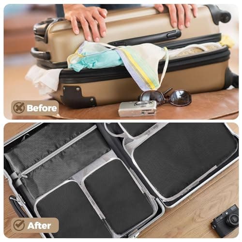 LANSKLBD 4/6/8 Set Packing Cubes for Suitcases Travel Luggage Packing Organizers,Travel Accessories Essentials Luggage Organizer with Shoe/Tioletry/Laundry Bag (Black, 4 set) — view 4