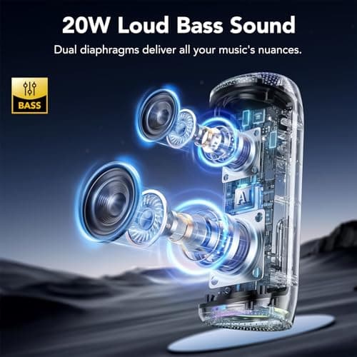 aowoka Bluetooth Speaker, Portable Wireless Bluetooth 5.4 Speaker, 20W Stereo Sound, Deep Bass, LED Display, 20H Playtime, IPX7 Waterproof, TWS Pairing for Outdoor, Party, Travel — view 2