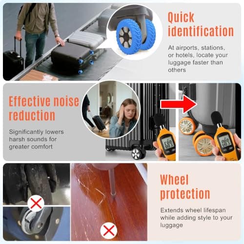 MUWINC Suitcase Wheels Covers Protectors, Side Width 10 mm, Yellow — view 3