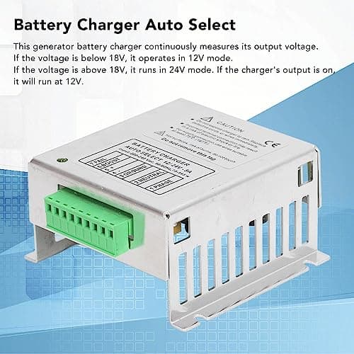 MAJONMMERD Generator Battery Charger Stainless Steel Portable Generator Battery Charger 5A Auto 12V 24V Detection 220 to 240VAC for Genset Starter Maintenance — view 2