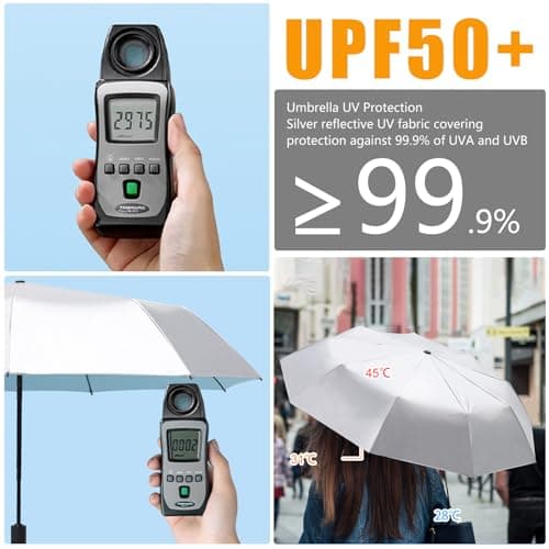 LIDOMPO UPF 50+ Travel Compact UV Umbrellas For Sun Protection Automatic Open Close Sun Umbrella UV Protection for Walking, Turquoise, 12.5 inches diameter, Classic — view 3