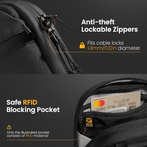 tomtoc Travel Crossbody Bag RFID Blocking – Anti-Theft Lockable Sling Bag — view 6