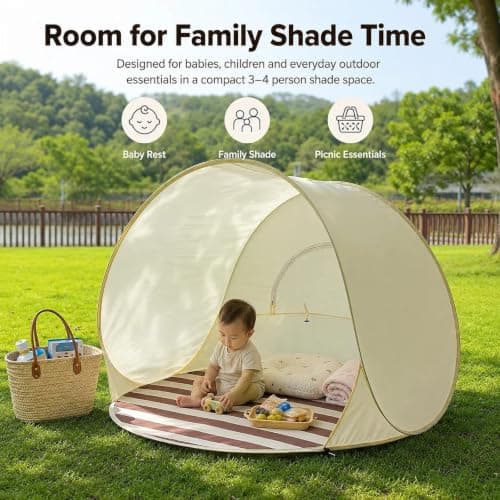 Baby Beach Tent Pop Up, UPF 50+ Sun Shelter with Mosquito Net — view 6