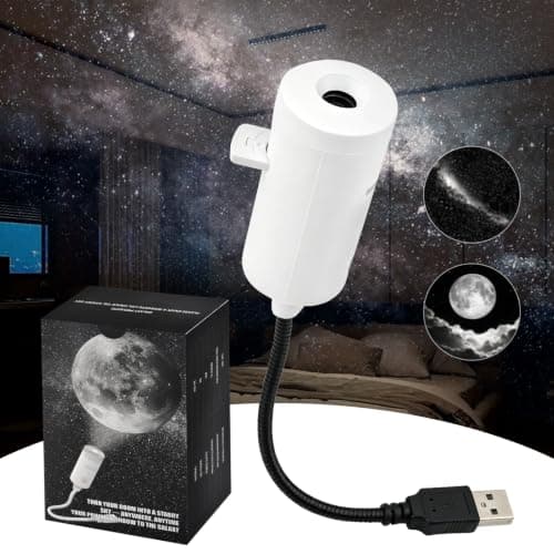 magimagi Galaxy Projector Night Light, 2-in-1 Holographic Star 5d Projector, Plug and Play with 2 Projection Films, 360° USB Galaxy & Moon Projectors Light for Bedroom Car Roof