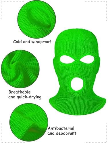 UK-UNIQUE 3-Hole Knitted Full Face Cover Winter Warm Neon Balaclava Mask Hat,Black Phoenix Warrior Hat,Black (Pink) — view 5