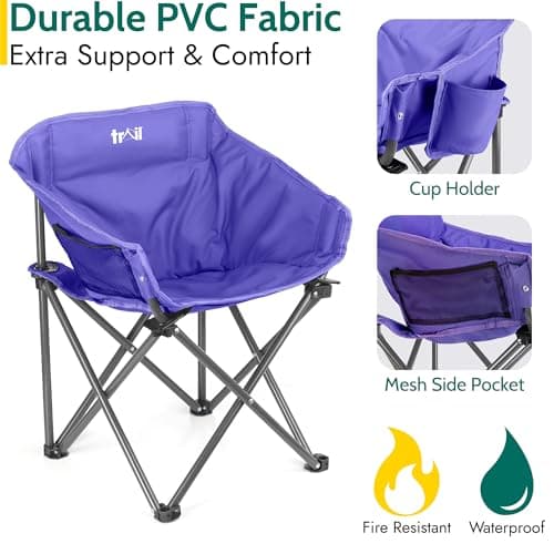 Trail Buzzard Kids Bucket Camping Chair, Purple — view 6