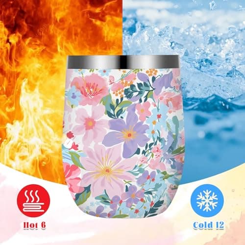 Flower Mug 12oz, Girls Travel Mug, Insulated Travel Coffee Mug with Lid and Straw, Stainless Steel Flower Cup for Ice Drinks Wine, Home Picnic, Ice Preservation, Gifts for Girls Women Flower Lovers — view 4