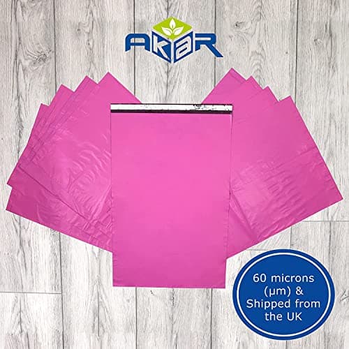 AKAR 22 x 30 Inch Mailing Bags – Strong Polythene Posting Mail Bags with Aluminium Adhesive Strip – 60 Microns – Easy Seal – XX-Large 56 x 76cm – For Non-Fragile Item (Pink, 5 Pack) — view 3