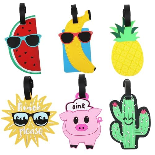 OPUHOHR 6 Pack Summer Travel Baggage Tags, Unique Baggage Tag for Suitcase