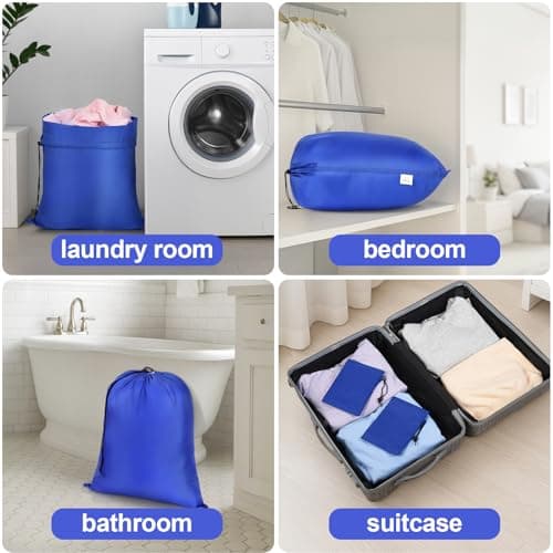OTraki 2-Pack Travel Laundry Bags 70x90cm, Waterproof Dirty Laundry Hamper, Drawstring Laundry Bag, Large Foldable Laundry Bag with Drawstring for Camping, Dormitories and Travel Laundry Room, Black — view 6