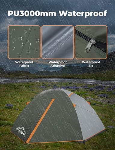 Gysrevi Camping Tent 1/2 Man Waterproof Tents for Camping, 3 Season, Green — view 4