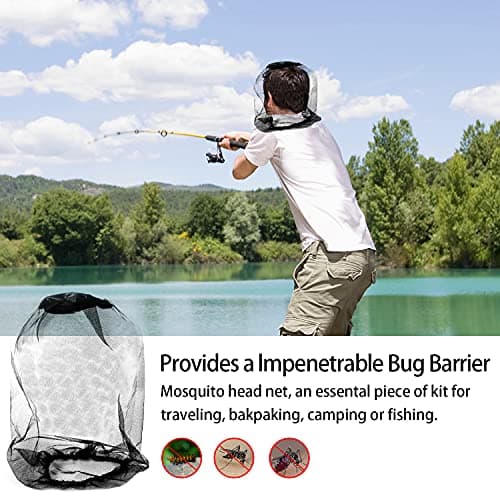4 PCS Midge Head Net, Nylon Mosquito Head Protecting Net, Fine Mesh Insect Netting, Face Neck Netting Cover for Outdoor, Hiking, Camping, Climbing, Walking - Black — view 4