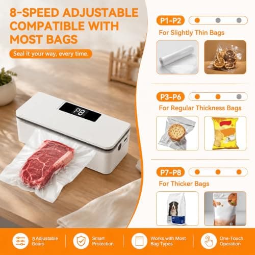 Mini Bag Sealer Heat Machine 8 Adjustable Gears, Handheld Bag Sealer, Dual-Purpose Sealing &cutting, Magnetic Storage, Bag Sealers for Chips, Snacks & Plastic Bags — view 3