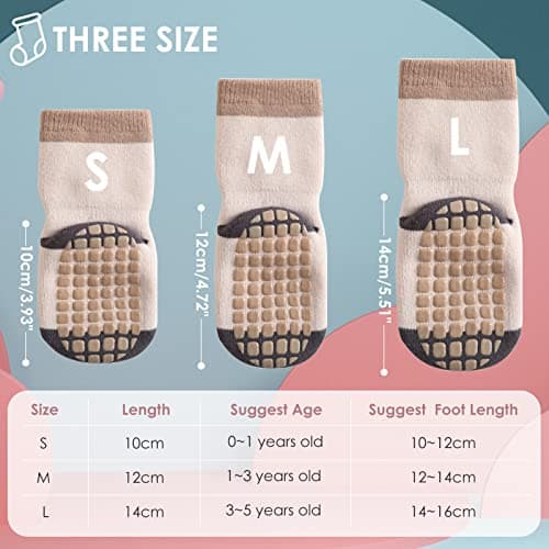 Simpeak Toddler Socks, 4 Pairs Kids Socks in Autumn and Winter Non Skid Kids Toddler Socks with Grips Children Gift Socks for Boys Girls 1-3 Year - 1 — view 6