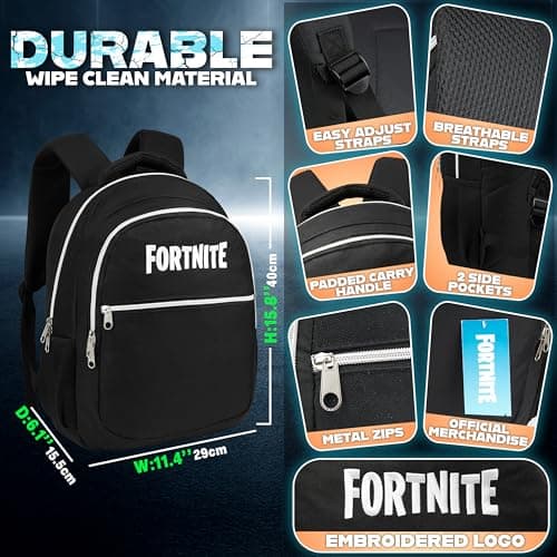 Fortnite Backpack for Kids Teenagers Gaming Rucksack School Bag Camo Daypack Travel Bag for Days Out PE Sports Gamer Gifts (Black) — view 6