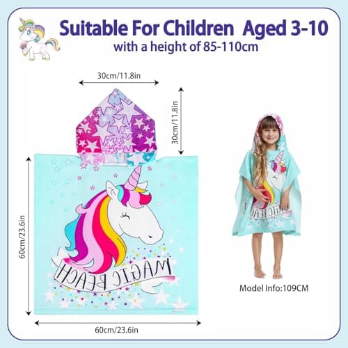 NIFTYY Kids Beach Towel – Super Soft & Quick Dry Children’s Sandproof Towel, Lightweight Highly Absorbent for Pool, Swimming, Bath, Travel, Ideal for Toddlers, Boys & Girls (Unicorn Blue) — view 2