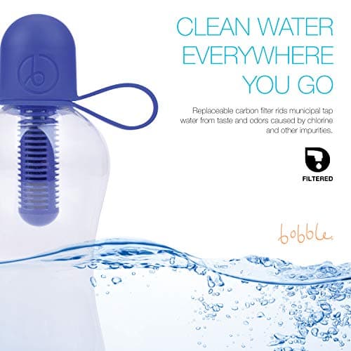 bobble Classic Water Bottle, Filtered Water, BPA-Free Reusable Bottle, Soft Touch Carry Cap with Replaceable Carbon Filter for Sustainable Water and Hydration 34 oz, (Navy Blue) — view 3