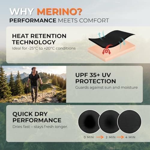 menique Men's 100% Merino Wool V-Neck T-Shirt Lightweight Top, Black, L — view 6