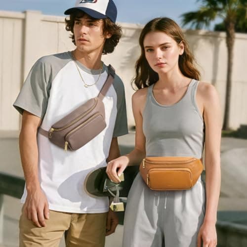 Kattee Leather Bum Bags Women,Small Antitheft Fanny Pack with RFID Blocking — view 2