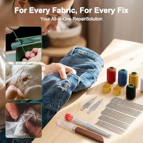 Sewing Kit 36PCS Big Eye Stainless Steel Needles for Adults UK, Hand Sewing Kit with Needle Threaders, Thimbles, Seam Ripper & Thread, Complete Sewing Set for Home Repairs & Travel Emergencies — view 3