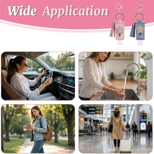 Jifudaciko 2 Pcs Hand Sanitiser with Clip, 30ml Refillable Empty Travel Bottles for Hand Sanitizer Lotion, Hand Sanitiser Keyring Holder for Purse Backpack, Portable Hygiene Accessory — view 6